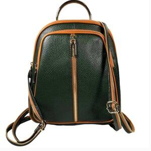 Valentina convertible backpack shoulder bag Sling Bag dark green/tan NWT